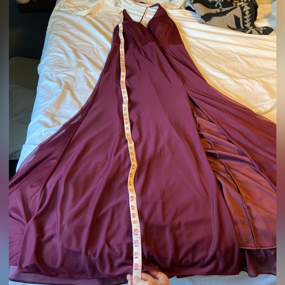 Azazie Burgundy Bridesmaid Dress - A-line with slit - custom size - Picture 15 of 16